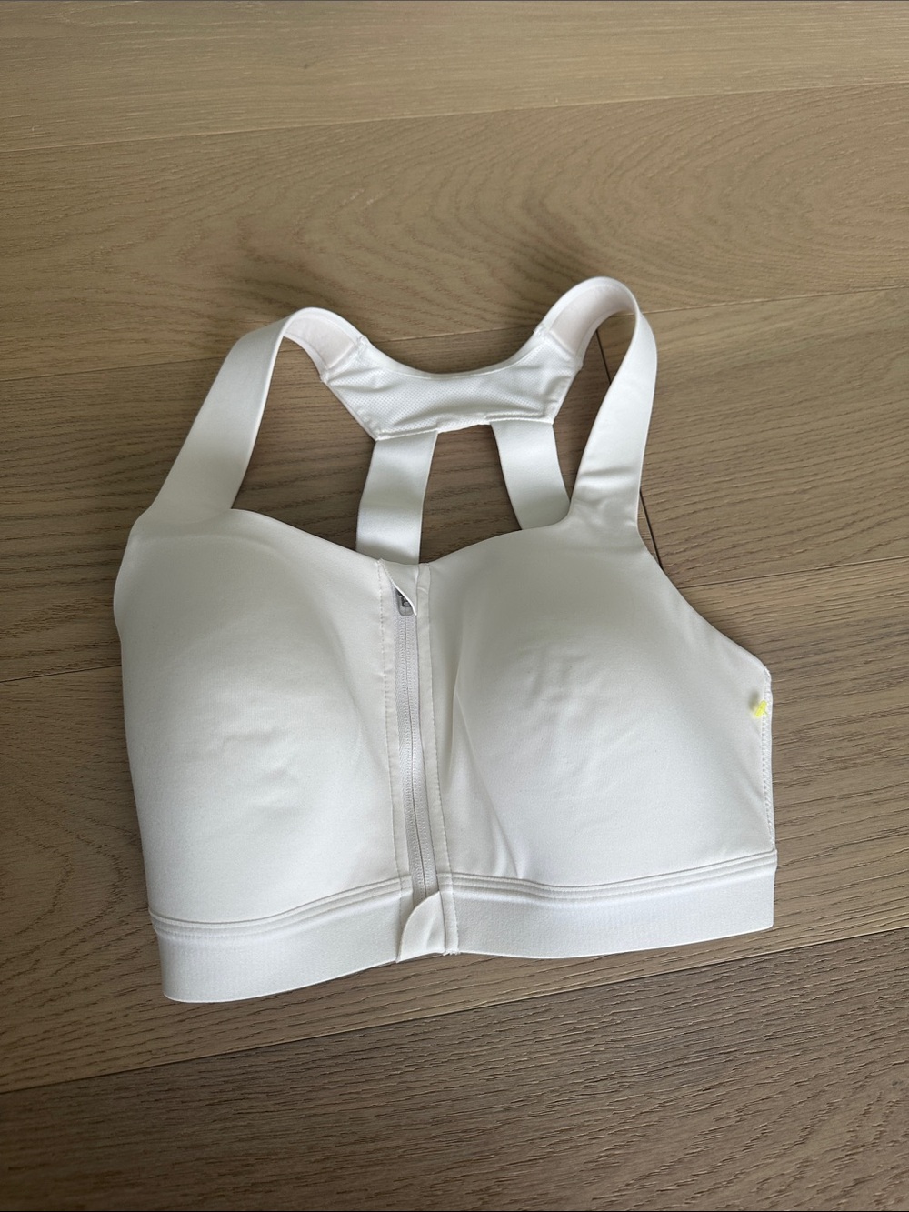 All in motion  cream/white sports bra with zipper